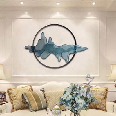 金属中式玄关山水壁饰客厅墙面装饰品餐厅沙发背景墙壁挂走廊挂件三维工匠小号橘色