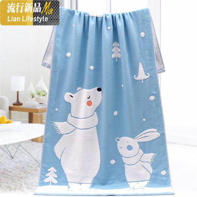 儿童浴巾冬天厚款加厚家用棉纱布吸水卡通加大号小孩专用洗澡 三维工匠