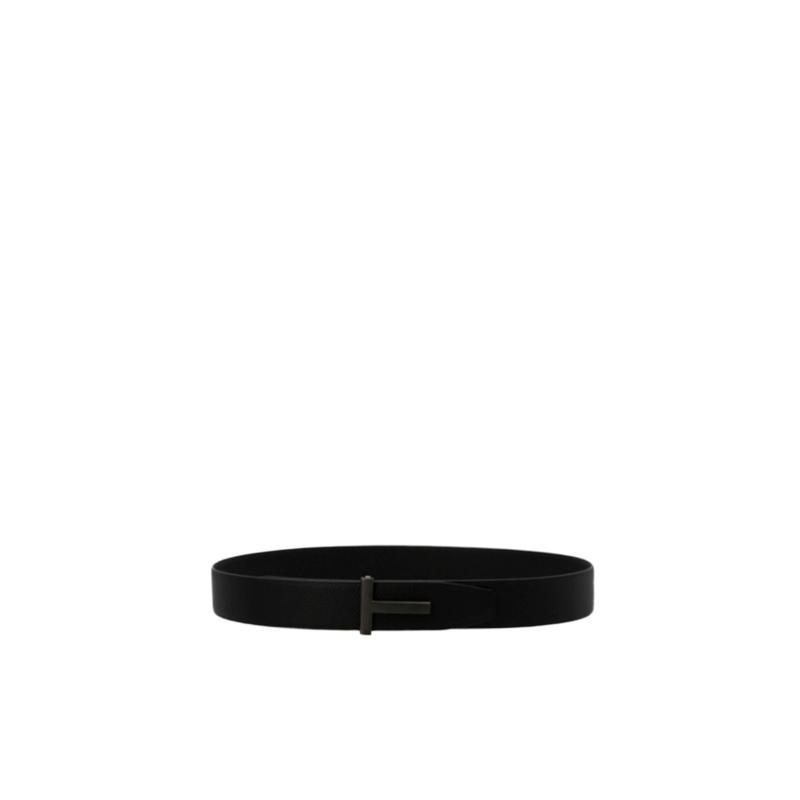 汤姆福特(Tom Ford)男士小牛皮徽标腰带时尚简约金属搭扣4cm宽度