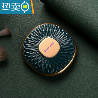 敬平小镜子女随身携带化妆镜便携折叠镜手持小型圆双面梳妆镜宿舍学生 祖母绿(一面双倍放大)便携式用镜