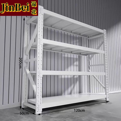 锦北货架仓储货架置物架重型落地器材架120*50*200cm320kg白色/4层