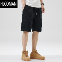 HLCOMAN休闲短裤男复古夏季2025新款宽松直筒运动大码工装中裤