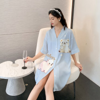Ceba睡衣女缎面睡裙夏季冰丝薄款大码可爱卡通家居服可外穿
