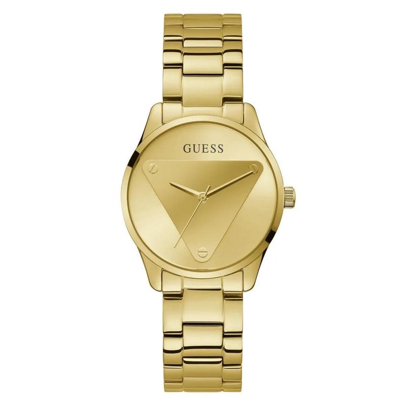 GUESS女表经典金盘三链带机械腕表防水米