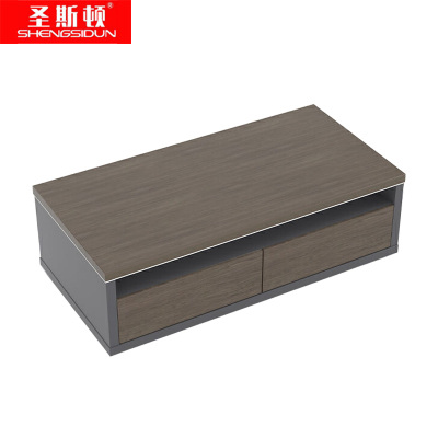 圣斯顿S-HB124506简约接待茶几带抽屉1200*600*450mm 黑橡+铁灰