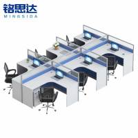 铭思达屏风办公桌出字型六人位含柜椅套