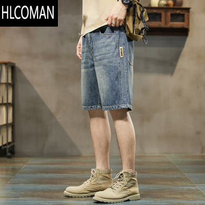 HLCOMAN工装牛仔短裤男士夏季薄款宽松潮牌休闲男生五分裤子2024新款中裤