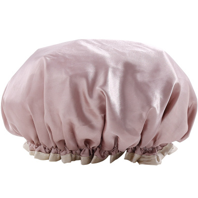 山竹乌浴帽防水成人女款淋浴长发洗澡沐浴头套厨房帽子防油帽油烟女士—粉色