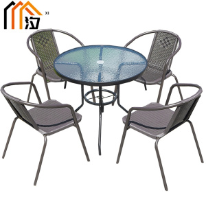 汐户外桌圆桌+4椅套