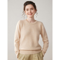 双股加厚山羊绒衫女圆领毛衣宽松秋新款冬短款套头纯色打底衫