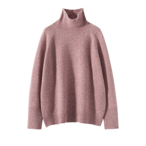 秋冬新款山羊绒衫女花纱针织打底衫宽松厚款套头长袖毛衣内搭上衣