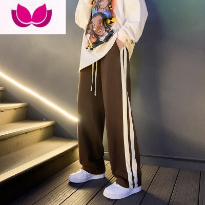 七斓美式ins高街裤子男潮牌秋季宽松直筒阔腿垂坠感拖地运动休闲长裤