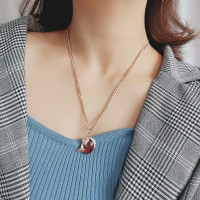 红色福鱼毛衣链长款简约百搭2025新款女秋冬装饰项链配饰大气挂件送女朋友老婆情人节七夕生日礼物