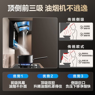 海尔一级能效顶侧双吸油烟机CXW-358-EC972UD 钢化玻璃触控静压1000帕