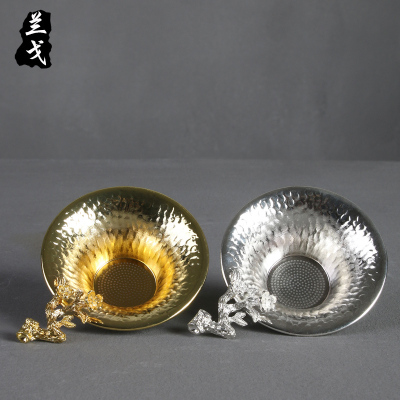 美帮汇功夫茶具套装家用茶滤陶瓷茶漏茶道配件锡制茶叶过滤茶隔滤网