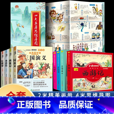 [全套四大名著]思维导图+课外书+连环画 [正版]抖音同款四大名著思维导图画册人物关系图水浒传三国演义红楼梦西游记唐僧取