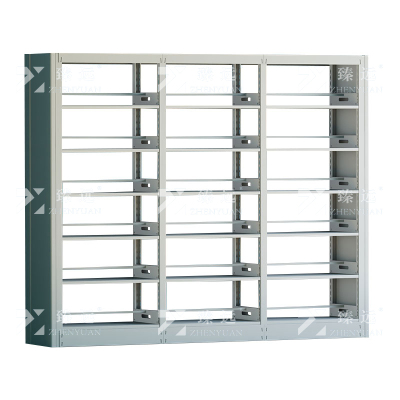 臻远 ZY4072613 钢制书架图书馆书架资料架 双面6层一列三组白色 2800*450*2000