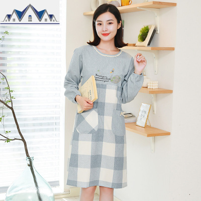 厨房围裙家用做饭时尚工作服长袖防水防油成人罩衣女日系可爱定制 三维工匠