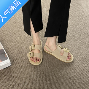 SUNTEK设计感小众罗马凉鞋女夏平底2022年新款软底时尚百搭简约休闲鞋子