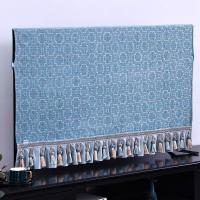 欧式电视机罩布防尘罩新款55寸65寸液晶电视罩套简约现代布艺 竖格蓝色电视罩 47-50英寸(宽116*高67)