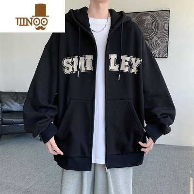 YANXU美式外套男2023新款潮牌连帽宽松开衫上衣秋装夹克卫衣