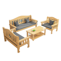 易企采 实木沙发组合小户型简约休闲客厅卧室阳台新中式木质沙发靠背长椅