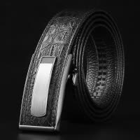 JEEP SPIRIT吉普内穿男士皮带自动扣头层牛皮鳄鱼纹青年简约腰带