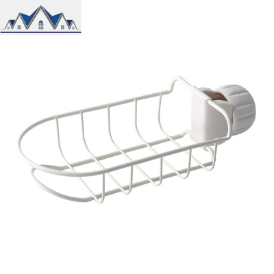 网红水龙头沥水置物架水池收纳家用厨房水海绵抹布免打孔架子 三维工匠