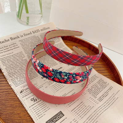 3个装复古碎花格子发箍宽边头箍百搭外洛滑出发卡超仙森系发饰女头饰红色系
