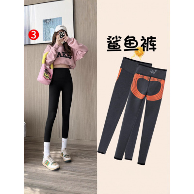 加绒鲨鱼裤女外穿新款秋冬季加厚保暖棉裤秋裤薄绒瑜伽打底裤