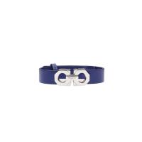 Salvatore Ferragamo男士新款手链 时尚海湾蓝链带可调节双Gancini 几何轮廓奢侈首饰