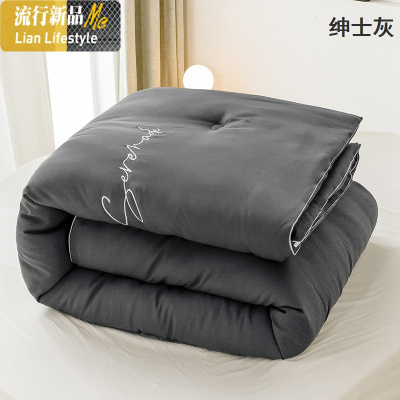 水洗棉刺绣纯色加厚冬被春秋被芯双人酒店太空调被单人保暖棉被褥 三维工匠被子