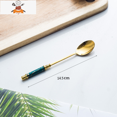 北欧陶瓷不锈钢牛排刀叉咖啡勺水果甜品叉子家用西餐套装 敬平 咖啡勺