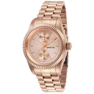 Invicta 英弗他 女款玫瑰金表盘优雅石英腕表防水时尚腕表简约设计 Gold