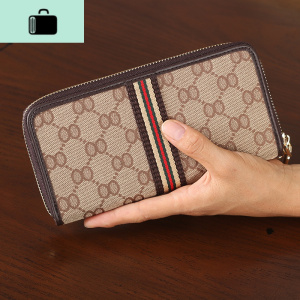 女式钱包大容量手拿包男士帆布艺长款钱包拉链零钱包驾驶证NEW LAKE 咖啡色(布带)女手包 咖啡色（布带）