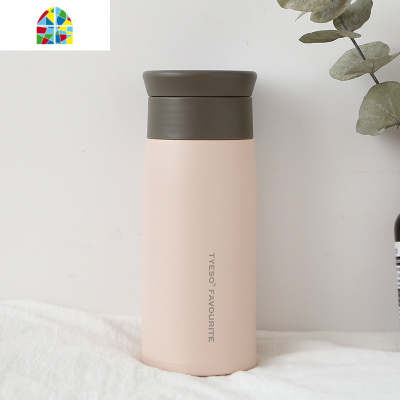 简约ins不锈钢保温杯女男便携学生随手咖啡杯情侣过滤泡茶水杯子 FENGHOU 米白色500ML+茶漏