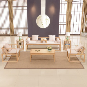 新中式实木沙发123组合现代简约客厅原木色小户型禅意家具定制