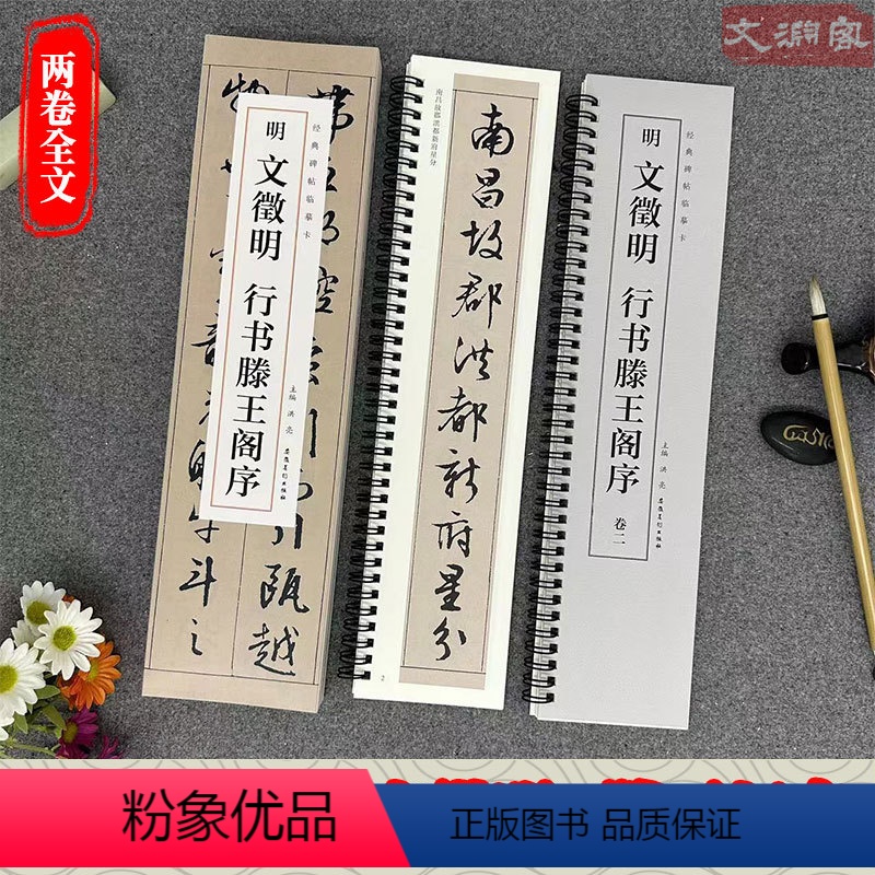 [正版]文徵明 滕王阁序 经典碑帖临摹卡 2册全文 近距离临摹字卡 行书书法毛笔练字帖 原碑帖附简体旁注 安徽美术出版