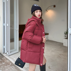 韩系百搭时尚面包服棉衣女小个子2023年冬季新款加厚连帽棉袄