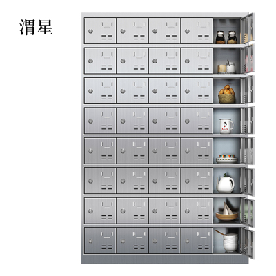渭星201不锈钢食堂带锁餐具柜40门碗柜钥匙锁1800*1200*300