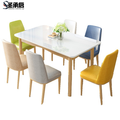 圣承启 玻璃餐桌 6椅1.3米张
