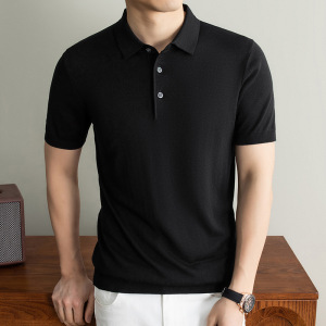 老钱风莱赛尔蚕丝针织短袖polo衫男2026夏季新款翻领透气男士T恤