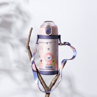 babycare儿童保温杯带吸管防摔外出携带宝宝喝水杯子婴儿保温水壶350ml卡尔马戏团