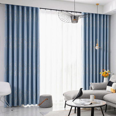 加厚成品遮光窗帘防晒隔热出租房高档卧室客厅阳台飘窗窗帘布弧威(HUWEI)
