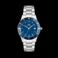 丹尼尔惠灵顿(Daniel Wellington)男士石英表银色蓝盘防水耐磨经典百搭商务休闲表