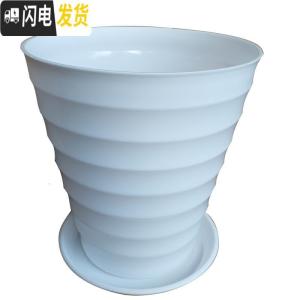 三维工匠超特大号螺纹型花盆盆景果树大型植物落地高筒加厚仿陶瓷塑料花盆 有孔白色螺纹送加厚托盘 大花盆容器