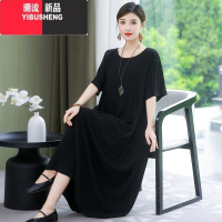 YIBUSHENG阔太太好棉绸连衣裙季加肥加大码女装200斤胖妈妈高端减龄长裙