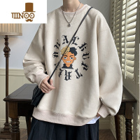 YANXU美式圆领宽松休闲长袖卫衣男士潮牌痞帅套头青少年外套