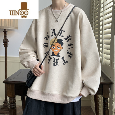 YANXU美式圆领宽松休闲长袖卫衣男士潮牌痞帅套头青少年外套