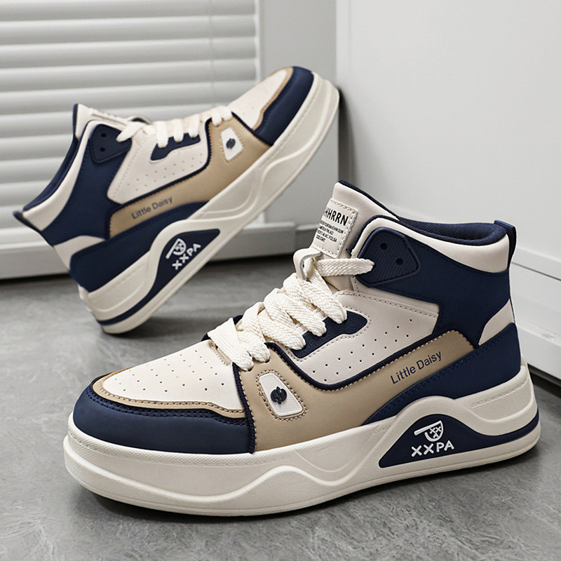 男潮鞋高帮板鞋秋冬新款时尚皮面百搭篮球大码舒适休闲运动鞋男鞋